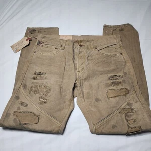 Denim Supply Ralph Lauren Duck Canvas Double Knee 34x32 Distressed Button Fly - Picture 1 of 19
