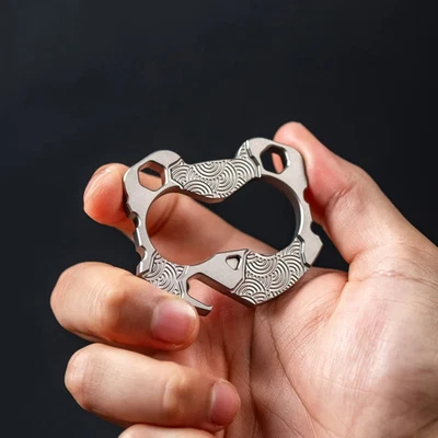 NEW Cahp Tools x Urban EDC Supply Panda V4 Bead Blasted Chaos Seigaiha Titanium - Image 1 of 2