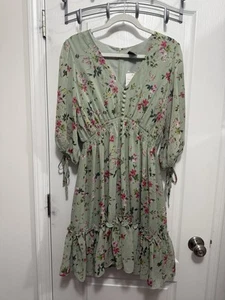 Taylor geblümtes gesmoktes Kleid Größe 3/4 Arm Damen 12 grün rosa Cottagecore - Bild 1 von 24