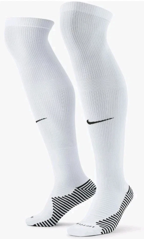 ONE PAIR NIKE DRI-FIT MATCHFIT KNEE-HIGH SOCCER SOCKS MEDIUM WHITE 3Y-5Y