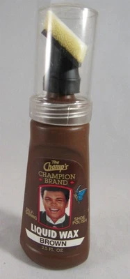 MUHAMMAD ALI THE CHAMPS CHAMPION BRAND LIQUID WAX BROWN SHOE POLISH 2.5 FL. OZ - Image 1 of 2