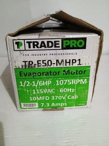 Tradepro TP-E50-MHP1 DIRECT DRIVE BLOWER/EVAPORATOR MOTOR 1/2-1/6HP 1075 RPM 115 - Picture 1 of 4
