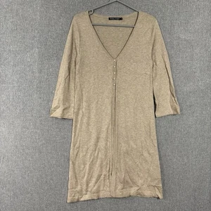 Woolovers Strickjacke Damen Größe Small Beige Longline Tunika V-Ausschnitt Baumwolle Seide Vintage - Bild 1 von 9