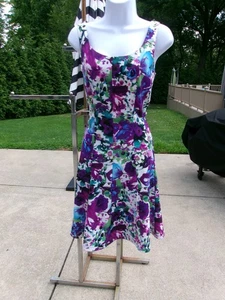 NWOT CONNECTED PURPLE FLORAL PRINT DRESS 6 - Picture 1 of 1
