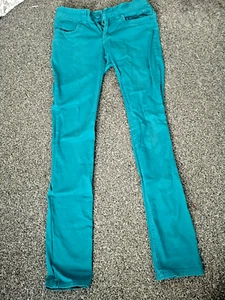 H&M Turquoise Blue Green Size 36 UK 6 8 10 Skinny Jeans 00s - Picture 1 of 2