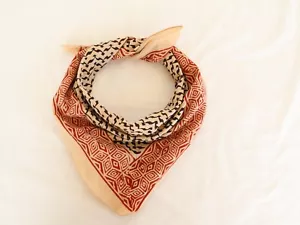 Bandana cotone stampa blocco a mano morbido stile bohemien 100% cotone sciarpa collo boho - Foto 1 di 7