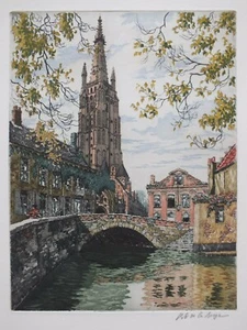 Richard de la Broye - Eau forte en Couleur - Rouen Pont de Gratheuse - Imagen 1 de 5