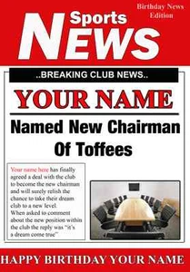 A5 Personalised Toffees Football Chairman Greeting Birthday Card PID023 - Picture 1 of 1