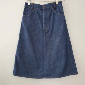 Levis Damen Vintage Orange Tab Blau Denim Rock Größe 14 Vintage Prairie Ranch - Bild 1 von 8