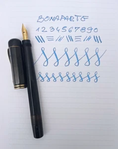 BONAPARTA Safety Hard Rubber Fountain Pen 18C ts Flex Nib Collectible Antique - Picture 1 of 12