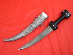 SILVER DAGGER " MOHAMMED'S LADDER " DAMASCUS WOOTZ BLADE Turkish Ottoman sword - Picture 1 of 24