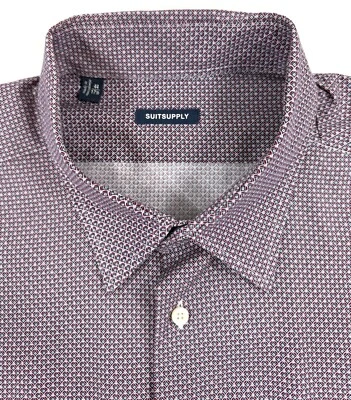 Camisa de vestir Suitsupply para hombre talla 44 17,5 patrón geométrico Cotonificio Albini Foto 1 de 4