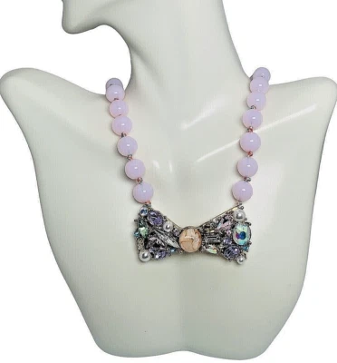 Collar pajarita Betsey Johnson 20" cristal rosa declaración colección Sweet Shop Foto 1 de 4