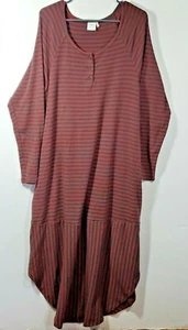 Simple By Susan Betro Lagenlook Maxi Dress Large Reddish Gray Stripes Pockets - Picture 1 of 9