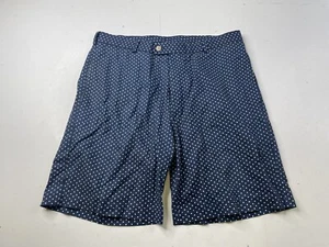 Peter Millar Shorts Mens 34 Blue Polka Dots Linen Blend Chino Casual Golf Light - Picture 1 of 5