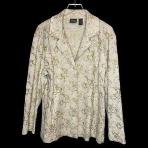 CHICO'S Additions Size 3 US XL Ivory with Gold Metallic Dressy Jacket Blazer - Picture 1 of 5