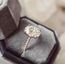 3 Ctw Oval Cut VVS1 Moissanite Wedding & Engagement Ring 14K Rose Gold Plated