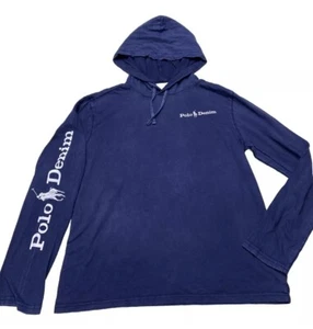 Polo Denim Ralph Lauren Lightweight Long Sleeve Hoodie Pullover 3XLT Blue - Picture 1 of 7