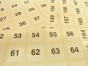 White 20mm 0.8" Square Consecutive Sequential Number Labels Numbering Stickers - Picture 1 of 6