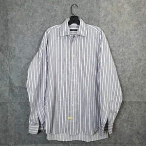 VIntage BURBERRY London Dress Shirt Mens Size 16L Blue White Stripe One Pocket - Picture 1 of 12