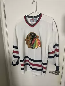 VTG Chicago Blackhawks NHL Jersey Hockey CCM Size Large White Jersey #14 - Picture 1 of 8