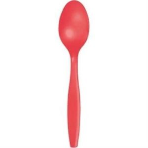 Coral Heavy Duty Plastic Spoons 24 Pack Party Tableware Decorations Supplies