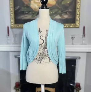 Maglione cardigan RN Studio ritagliato aperto davanti blu pastello piccolo - Foto 1 di 6