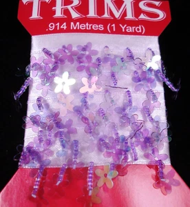 Sequin/Bead Trim 914mm Lilac AB Flowers Costumes Lampshades - Imagen 1 de 2