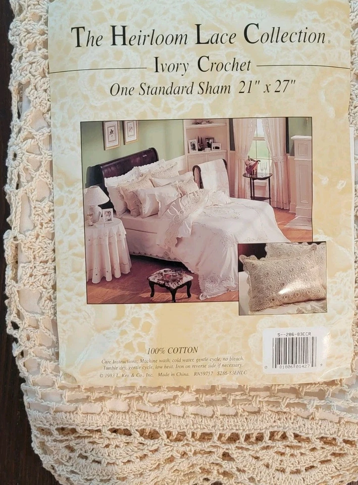The Heirloom Lace Collection 21"x27" Marfil Crochet Shams Foto 1 de 4