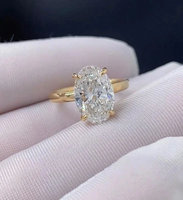 3 Ct Oval Cut IGI Certified Lab Grown Diamond Wedding Ring 14K Solid Yellow Gold - Image 1 of 4