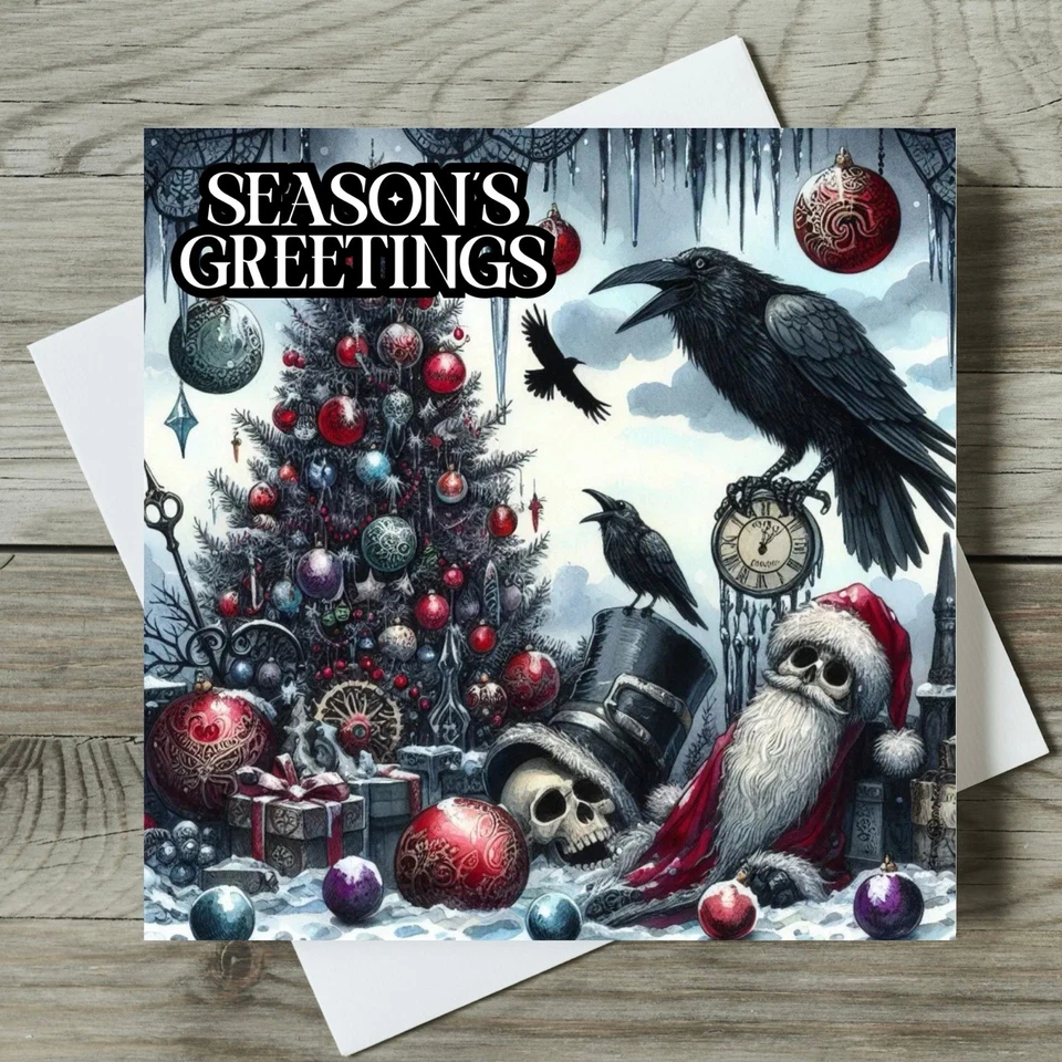 CREATED BY MRS WINDSOR Gothic Christmas Card Single or Pack of 4 Goth Christmas Cards