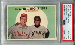 1959 Topps #317 Richie Ashburn/Willie Mays PSA 8 NM-MT N.L. Colpire Re - Foto 1 di 2