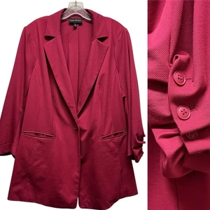 Lane Bryant Single Button Blazer Ruched Sleeves Womens 20 Pink Career Office - Picture 1 of 8