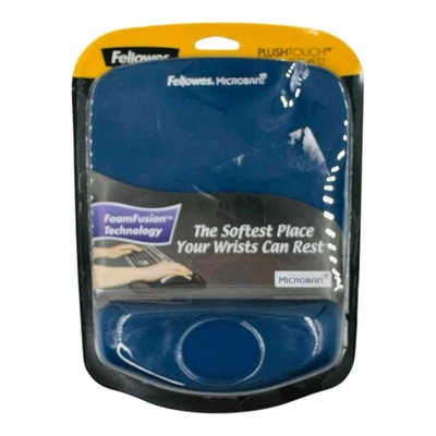 Fellowes PlushTouch Mouse Pad with Wrist Rest 7.25" x 9.38" Blue - Image 1 of 4