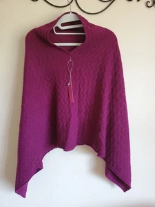 Poncho mediano de cachemir morado para mujer - Imagen 1 de 7