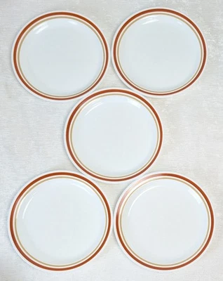 Juego 5 Platos de Ensalada Corelle Castaño 8-1/2" Bandas Óxido/Bronceado 1979-86 Canela Foto 1 de 3