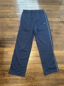 VTG Nike Track Pants Mens Medium Blue Striped Ankle Zip Fleece Gray Tag Y2K - Picture 1 of 9