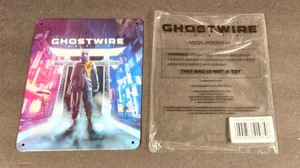 GHOSTWIRE TOKYO METAL LATA PEQUEÑO PÓSTER PROMOCIONAL PEDIDO ANTICIPADO BORDE NUEVO - Imagen 1 de 2