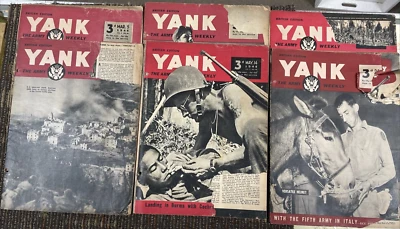 VTG Lot of 6 YANK Army Weekly Magazines 1944 British Edition (FC210-TOP-Q4103 Foto 1 de 4
