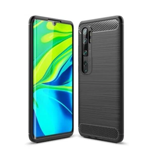 Etui Komórka Ochrona do Xiaomi Mi Note 10 Case Cover Bumper Wygląd włókna węglowego Czarne - Zdjęcie 1 z 7