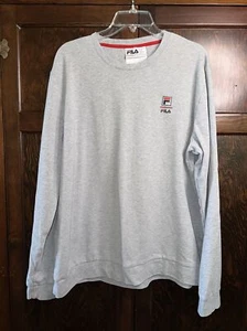 FILA Men's Size XL Pullover Sweater Crew Neck Soft Cotton Gray Solid EUC - Picture 1 of 8