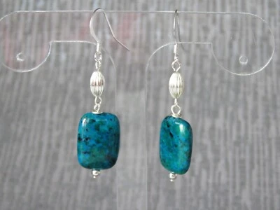Silver Plated Azurite Semi Precious Stone Earrings  - Image 1 of 4