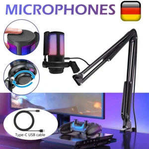 Gaming USB-Mikrofon PC Microphone Streaming RGB Podcast Studio Kondensator Mic - Afbeelding 1 van 13