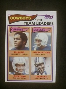 1982 Topps - #307 Tony Dorsett, Everson Walls, Harvey Martin (RC)