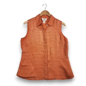 Camiseta sin mangas TALBOTS 100 % seda naranja melocotón talla 10 mediana ligera - Imagen 1 de 6