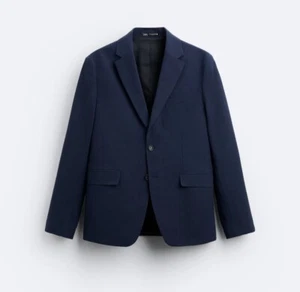 Zara NWT Men's Navy Blue 2-Button Slim Fi Blazer Jacket Sport Coat US 40, UK 40 - Picture 1 of 9