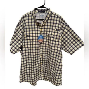 NWT Columbia PFG Omni-Shade Men's Short Sleeve Plaid Vented Fishing Shirt - Picture 1 of 7