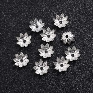 200Pcs Retro 8 Petal Lotus Flower Spacer Beads Filigree Cone End Caps 8/10mm - Picture 1 of 22