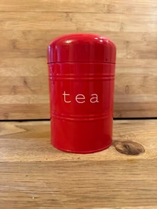 Red Linea Vintage/Retro Kitchen Tea Canister with Lid - Picture 1 of 6