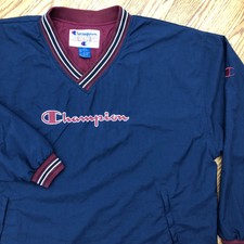 vintage CHAMPION Lined Pullover Jacket Windbreaker Mens 2XL spellout warm up